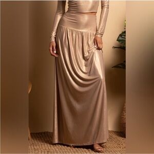 SHORE Riley Gold Maxi Skirt